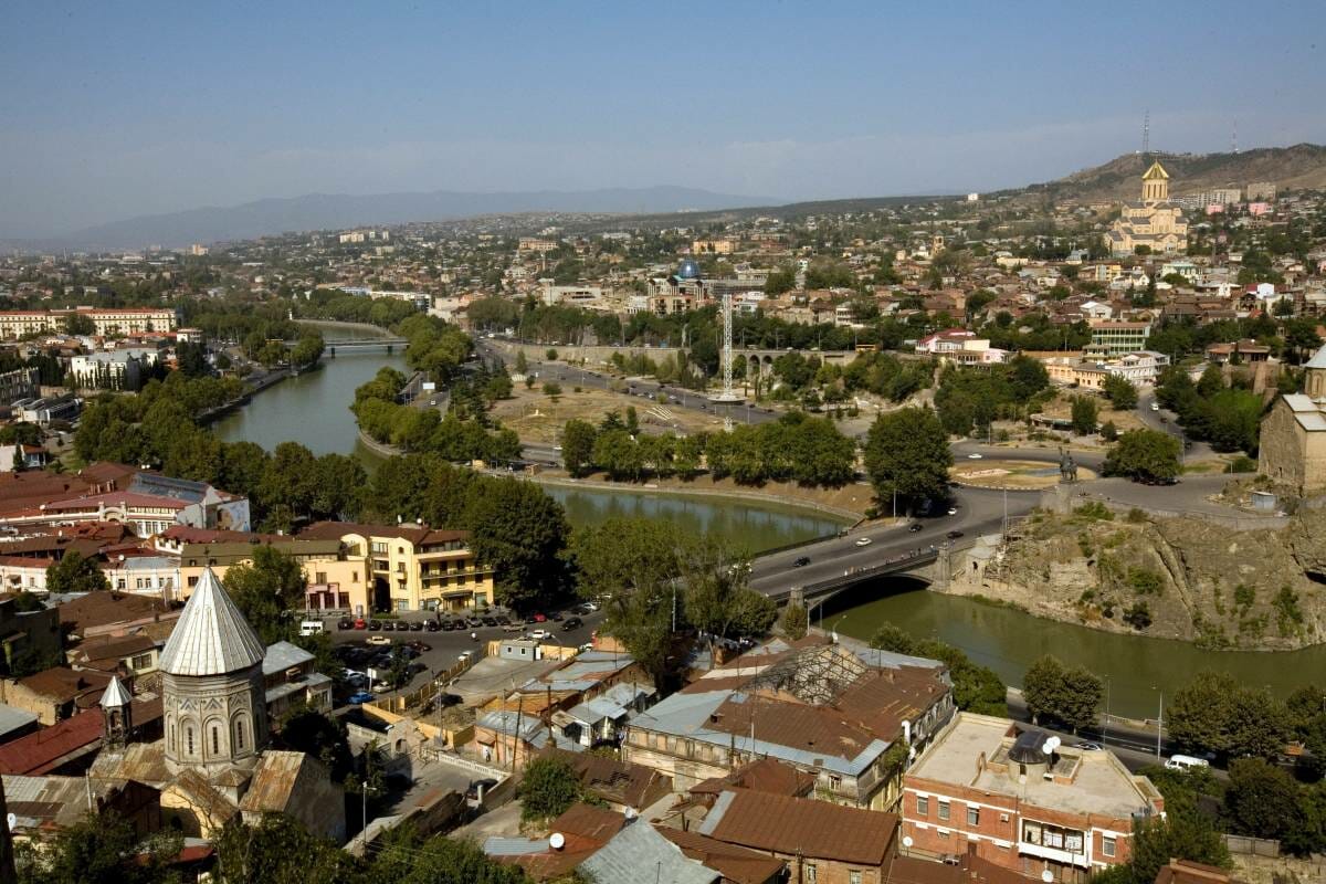 Kura River in the central part of Tbilisi