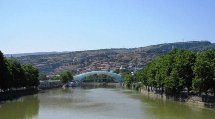 px River Mtkvari  the Peace Bridge in Tbilisi